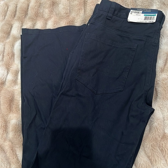 Nautica Boys' School Uniform Warp Knit Pants, Flat Front & Zipper Closure, - Picture 4 of 6